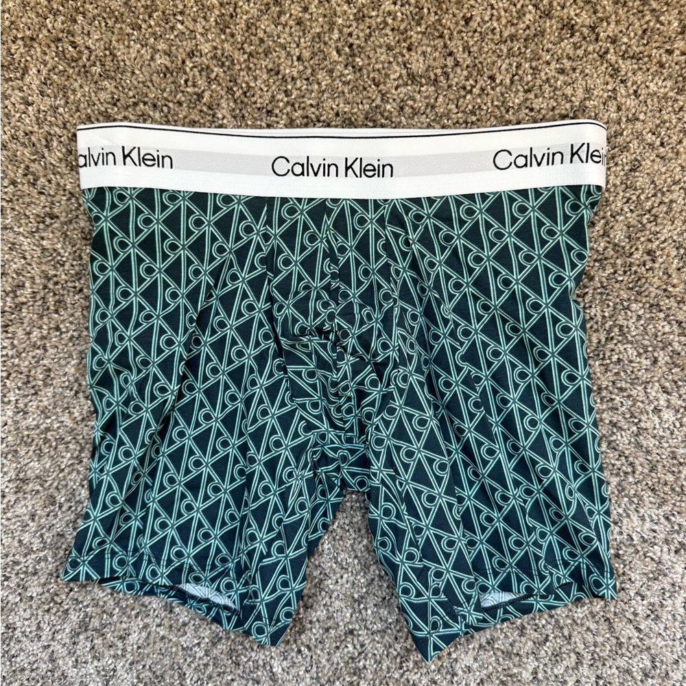 Calvin Klein Men's Patterned Teal Boxer Briefs